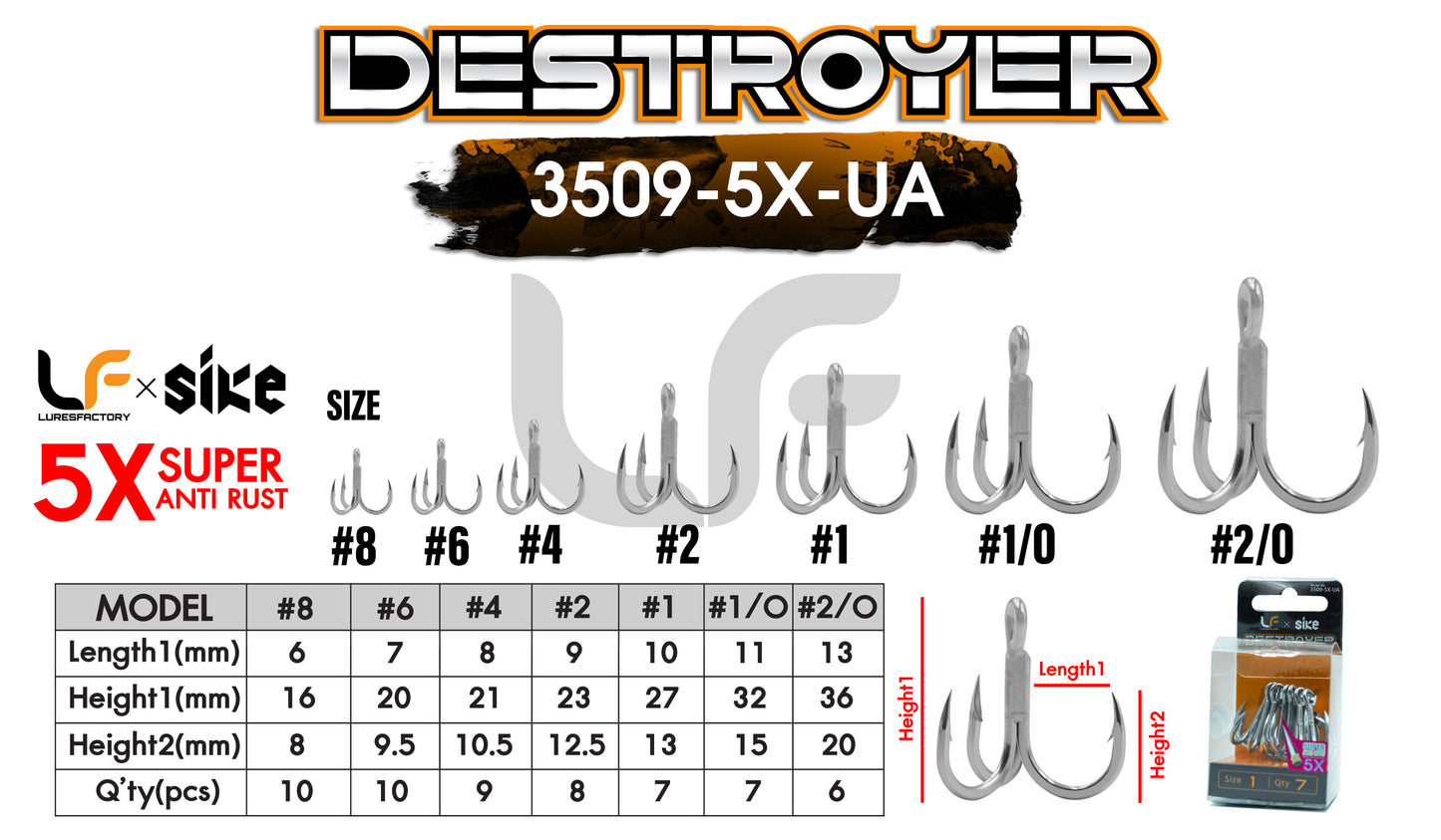 Destroyer Treble Hooks 3509-5X-UA